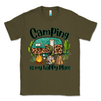 Army Green camping is my happy place caravan and gnome Classic Tee - BarkalooDesign