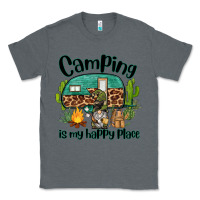 Charcoal Heather camping is my happy place caravan and gnome Classic Tee - BarkalooDesign