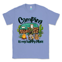 Colony Blue camping is my happy place caravan and gnome Classic Tee - BarkalooDesign