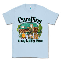 Dusty Blue camping is my happy place caravan and gnome Classic Tee - BarkalooDesign