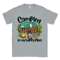 Heather Grey camping is my happy place caravan and gnome Classic Tee - BarkalooDesign