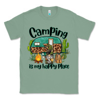Sage camping is my happy place caravan and gnome Classic Tee - BarkalooDesign