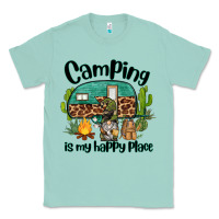 Seafoam camping is my happy place caravan and gnome Classic Tee - BarkalooDesign
