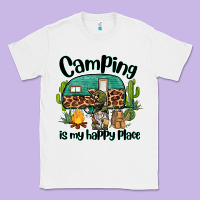 Camping Is My Happy Place Caravan And Gnome Classic Tee Designed By Barkaloodesign