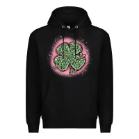 Black leopard shamrocks with hearts Premium Hoodie - MaliasSmallBusiness