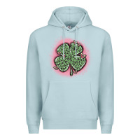 Blue Mist leopard shamrocks with hearts Premium Hoodie - MaliasSmallBusiness