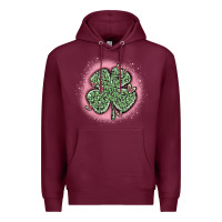 Burgundy leopard shamrocks with hearts Premium Hoodie - MaliasSmallBusiness