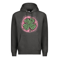 Charcoal Heather leopard shamrocks with hearts Premium Hoodie - MaliasSmallBusiness