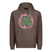 Coffee leopard shamrocks with hearts Premium Hoodie - MaliasSmallBusiness
