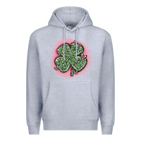 Heather Grey leopard shamrocks with hearts Premium Hoodie - MaliasSmallBusiness