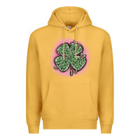 Mustard leopard shamrocks with hearts Premium Hoodie - MaliasSmallBusiness