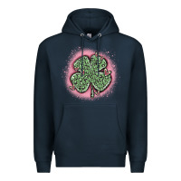 Navy leopard shamrocks with hearts Premium Hoodie - MaliasSmallBusiness