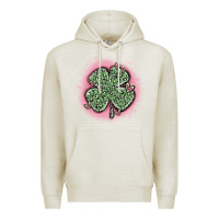 Oatmeal Heather leopard shamrocks with hearts Premium Hoodie - MaliasSmallBusiness