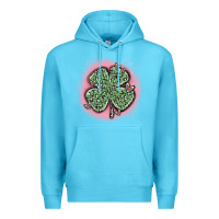 Ocean Blue leopard shamrocks with hearts Premium Hoodie - MaliasSmallBusiness