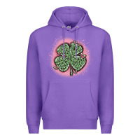 Purple leopard shamrocks with hearts Premium Hoodie - MaliasSmallBusiness