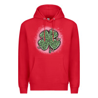 Red leopard shamrocks with hearts Premium Hoodie - MaliasSmallBusiness