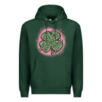 Sports Green leopard shamrocks with hearts Premium Hoodie - MaliasSmallBusiness