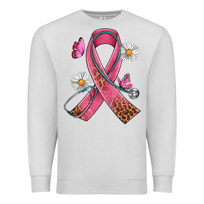 Cancer Ribbon Stethoscope Daisy Butterfly Premium Sweatshirt by Artiststas | Teevron