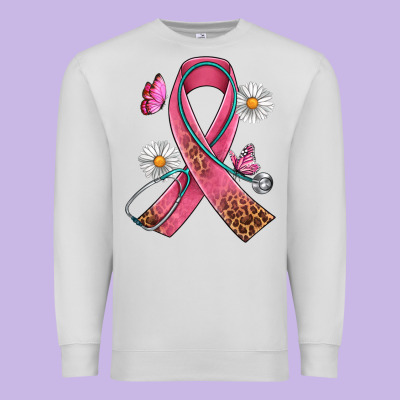 Cancer Ribbon Stethoscope Daisy Butterfly Premium Sweatshirt Designed By Artiststas