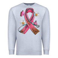 Heather Grey Cancer Ribbon Stethoscope Daisy Butterfly Premium Sweatshirt - Artiststas