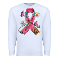 White Cancer Ribbon Stethoscope Daisy Butterfly Premium Sweatshirt - Artiststas