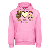 Fuchsia Pink Peace love cure Bone Cancer Urban Hoodie - NancyCooperArtShop