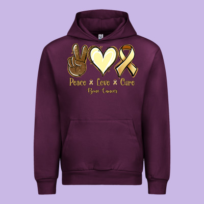 Peace Love Cure Bone Cancer Urban Hoodie Designed By Nancycooperartshop