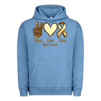 Pigment Pebble Blue Peace love cure Bone Cancer Urban Hoodie - NancyCooperArtShop