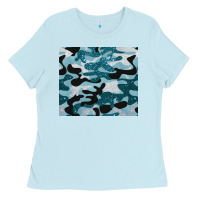 Baby Blue blue camouflage glitter Ladies Tee - BarkalooDesign