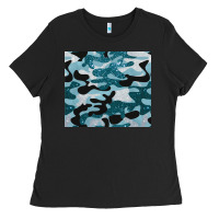Black blue camouflage glitter Ladies Tee - BarkalooDesign