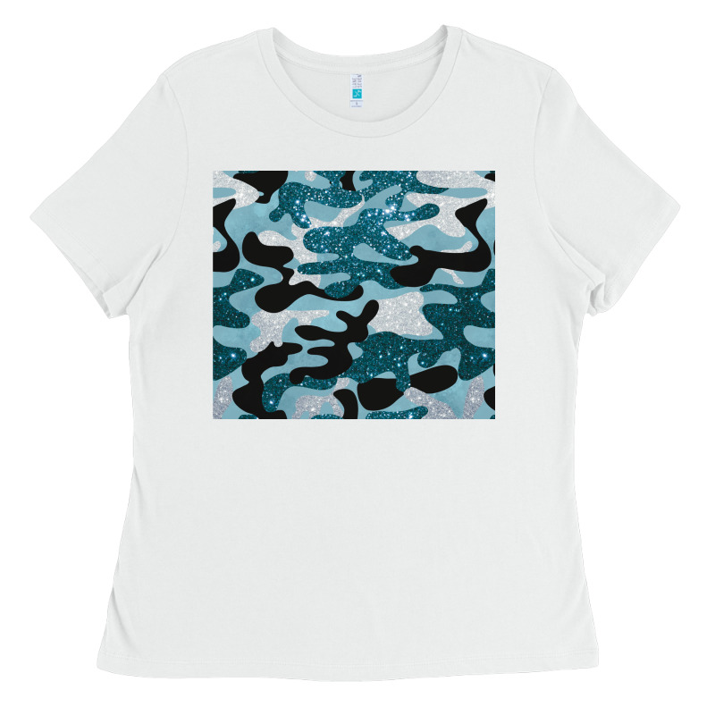 Blue Camouflage Glitter Ladies Tee by BarkalooDesign | Teevron