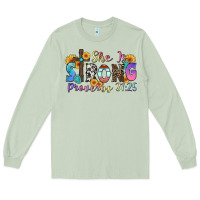 Matcha she is strong proverbs 31 25 Long Sleeve Tee - Zillion Design Studio