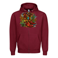 Burgundy christmas cowboy boots Zipper Hoodie - RanaPortraitStore