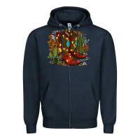 Navy christmas cowboy boots Zipper Hoodie - RanaPortraitStore