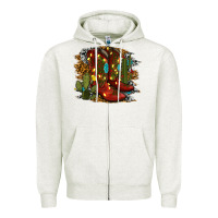 Oatmeal Heather christmas cowboy boots Zipper Hoodie - RanaPortraitStore
