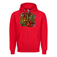 Red christmas cowboy boots Zipper Hoodie - RanaPortraitStore
