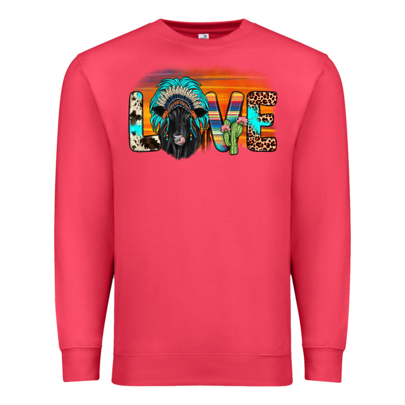 Love Black Angus Indian Headdress Premium Sweatshirt by JahusDesignShop | Teevron