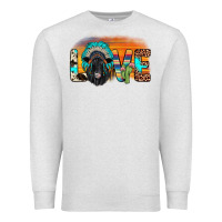 Oatmeal Heather love black angus indian headdress Premium Sweatshirt - JahusDesignShop