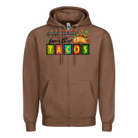 Chestnut I'm Here For The Tacos Zipper Hoodie - texasbilliewilder