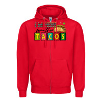 Red I'm Here For The Tacos Zipper Hoodie - texasbilliewilder