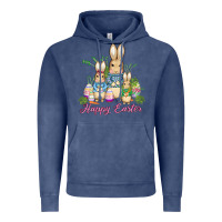 Vintage Denim easter bunny family wıth carrots and eggs Vintage Hoodie - AdoDesignShop
