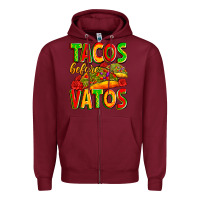 Burgundy tacos before vatos Zipper Hoodie - Zillion Design Studio