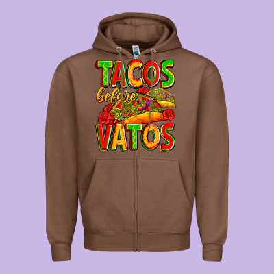Tacos Before Vatos Zipper Hoodie Designed By Zillion Design Studio