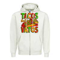 Oatmeal Heather tacos before vatos Zipper Hoodie - Zillion Design Studio