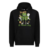 Black happy st. patrick's day Premium Hoodie - MaliasSmallBusiness