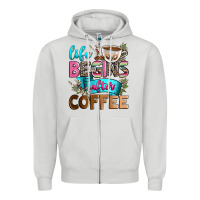 Dove Grey life begins after coffee Zipper Hoodie - Zillion Design Studio