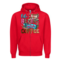 Red life begins after coffee Zipper Hoodie - Zillion Design Studio