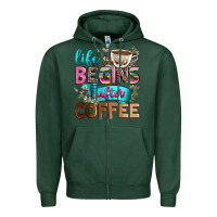 Sports Green life begins after coffee Zipper Hoodie - Zillion Design Studio