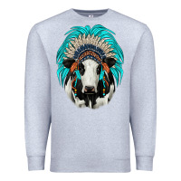 Heather Grey holstein indian headdress Premium Sweatshirt - JahusDesignShop