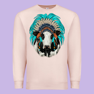 Holstein Indian Headdress Premium Sweatshirt Designed By Jahusdesignshop